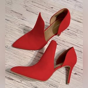 Christian Siriano Pointed Red Suede Pumps, Size 8